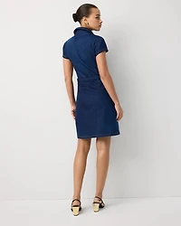 Braided Trim Belted Denim Dress