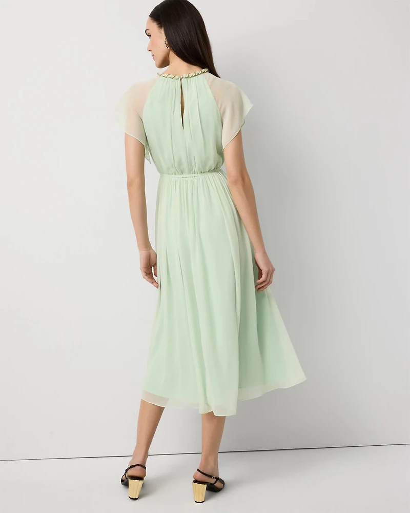 Chain + Keyhole Detail Midi Dress