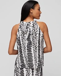 Sleeveless Pleat Chain Neck Halter