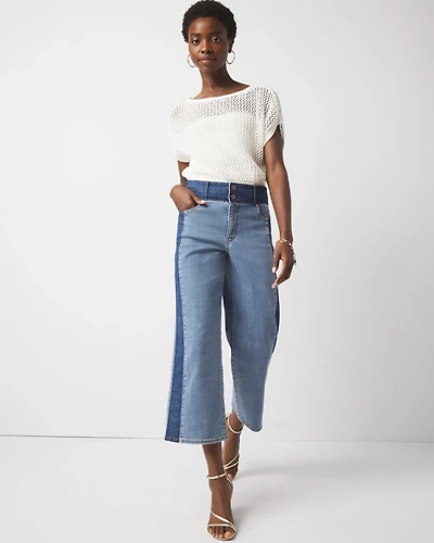 Extra High-Rise Colorblocked Wide Leg Cropped Jean