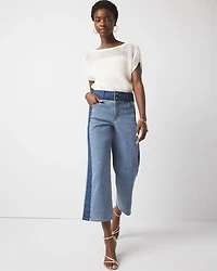 Extra High-Rise Colorblocked Wide Leg Cropped Jean