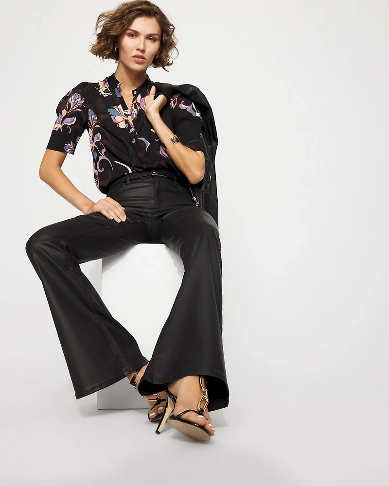 Elbow Sleeve Y-Neck Shirt