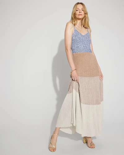 Petite Colorblock Shimmer Sweater Maxi Dress