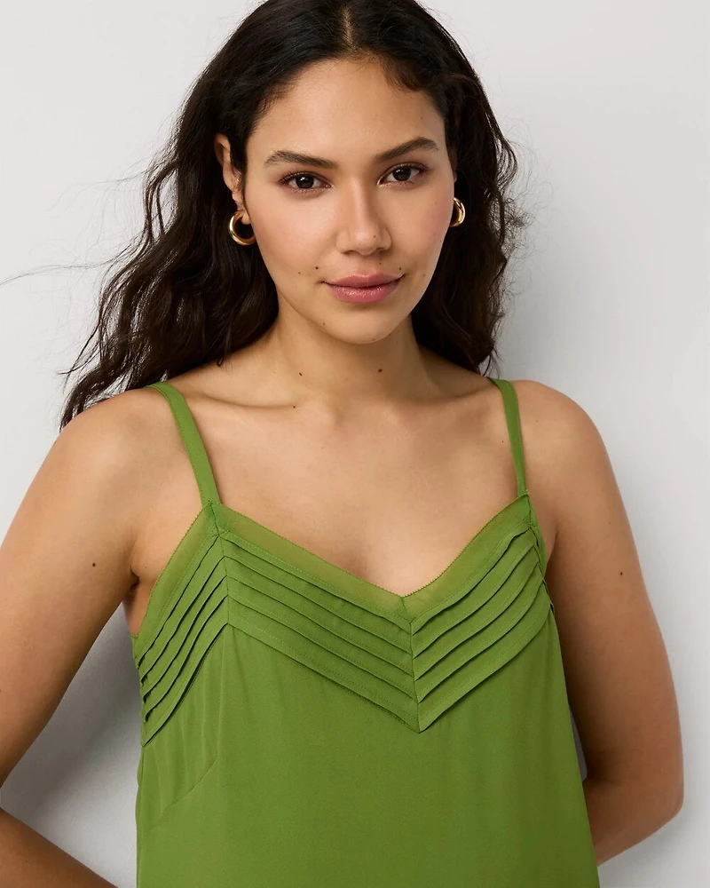 Pintuck Crepe Tank