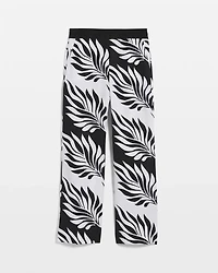 Petite Linen-Blend Palm Print Cropped Wide Leg Pant