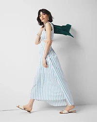 Petite Striped Cotton Midi Dress
