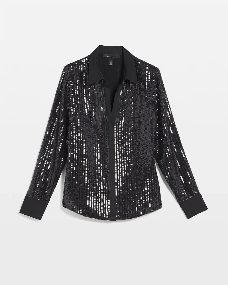 Satin + Sequin Striped Shirt