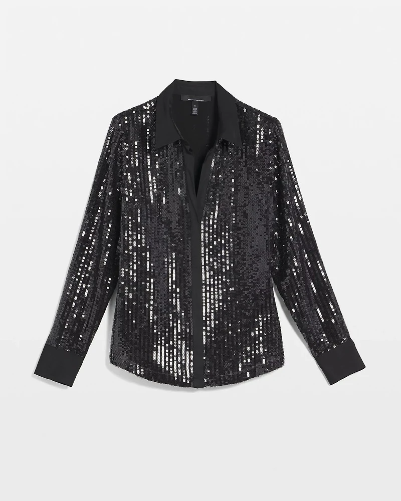 Satin + Sequin Striped Shirt