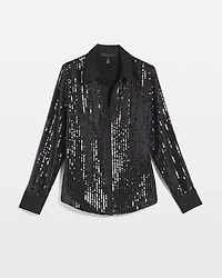 Satin + Sequin Striped Shirt
