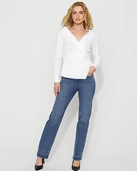 Asymmetric Poplin Wrap Shirt