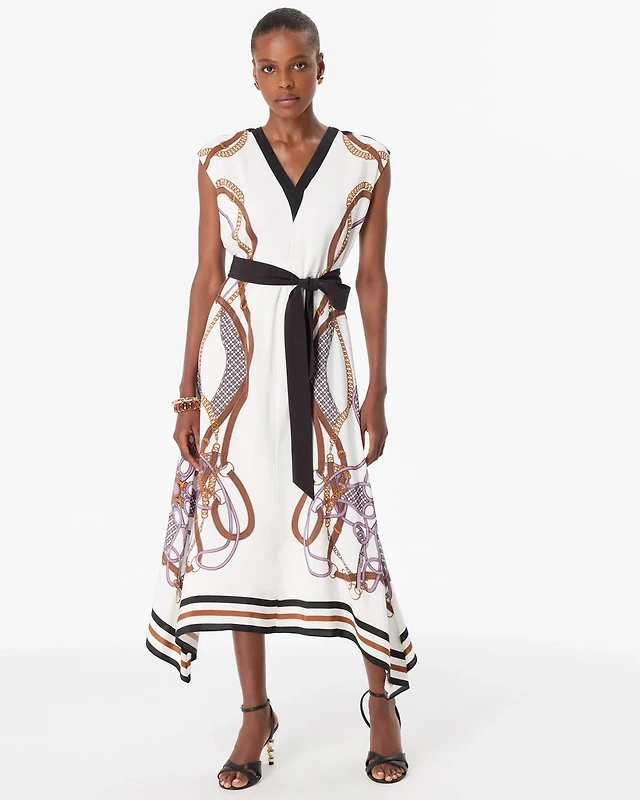 Handkerchief Hem Crepe Midi Dress