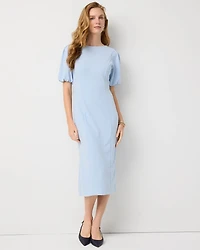Puff Sleeve Midi Sheath Dress