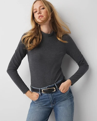 Puff Sleeve Mock Neck Snit