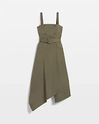 Petite Asymmetric Trench Midi Dress