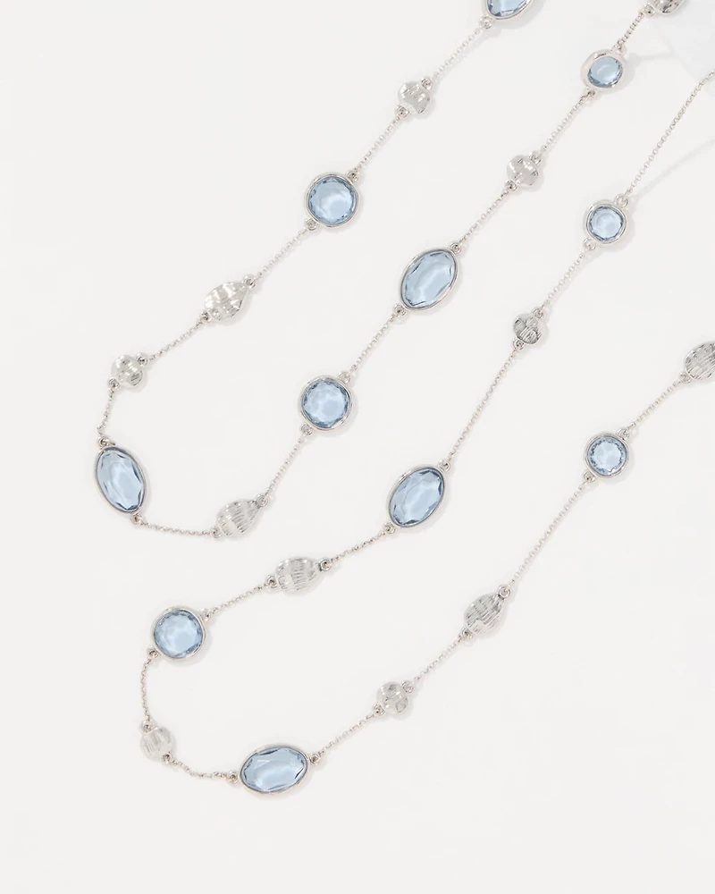 Denim Blue Glass Stone Convertible Necklace