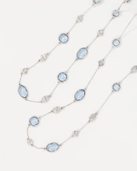 Denim Blue Glass Stone Convertible Necklace