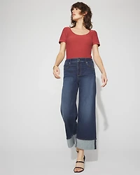 High-Rise Cuffed Wide-Leg Cropped Jean