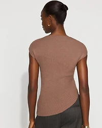 Asymmetric Rib Mock Neck Sweater