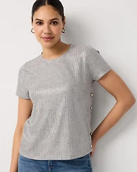 Shimmery Side Button Tee