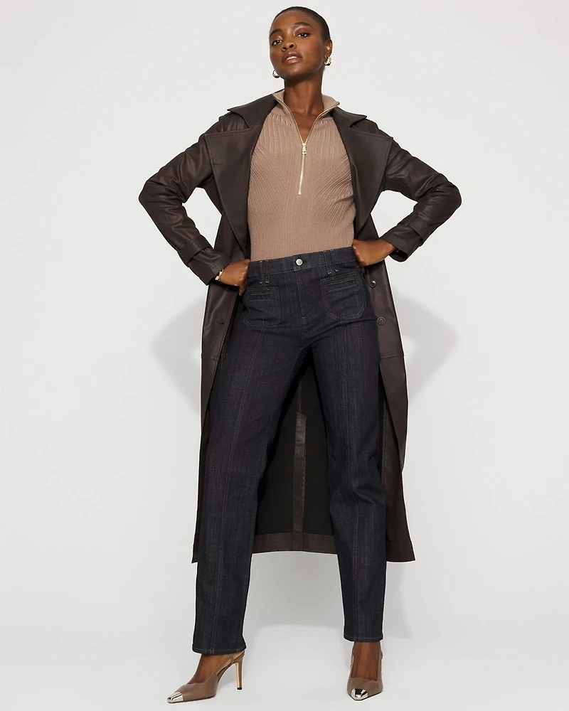 Rib Knit Half-Zip Mock Neck Sweater