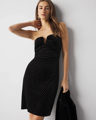 Strapless Studded Velvet Mini Dress