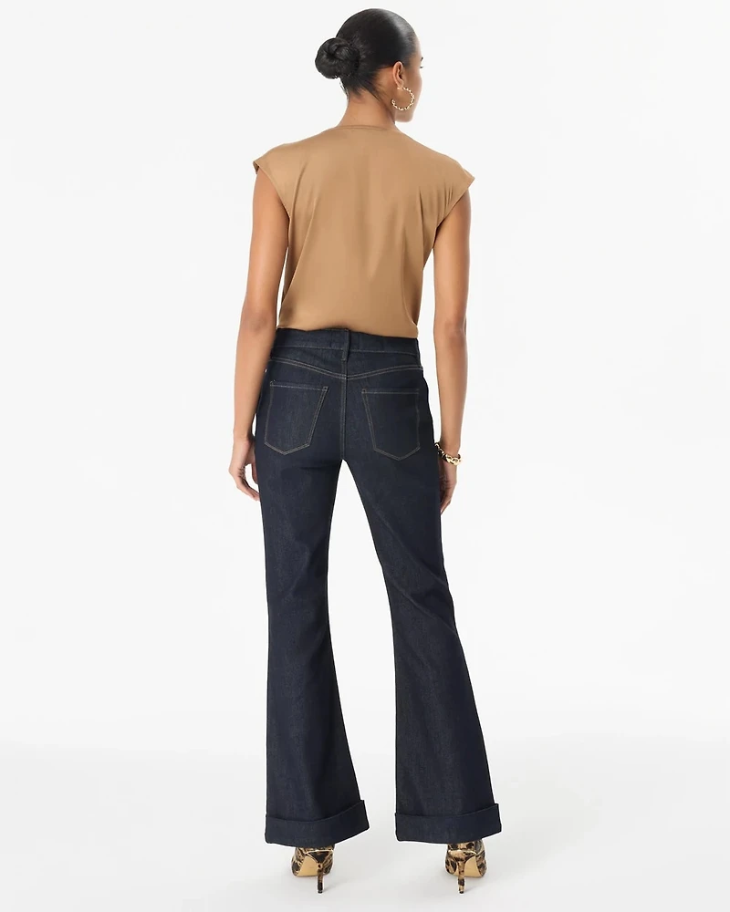 Cuffed High-Rise Flare Jean