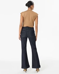 Cuffed High-Rise Flare Jean