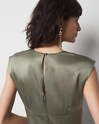 Satin Flutter Sleeve Midi Dress