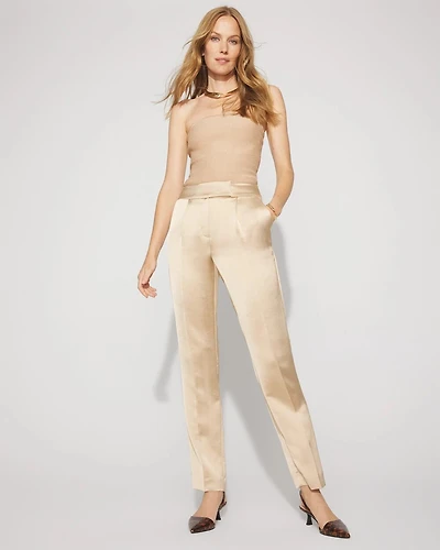 Petite Zoey Satin Straight Leg Pant