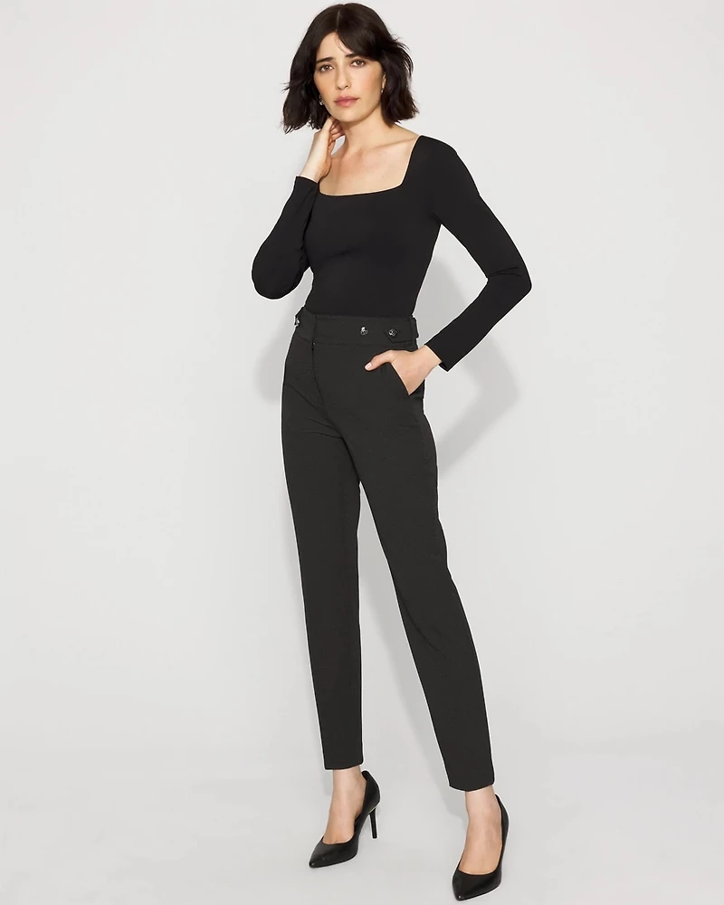 Elle Slim Ankle Pant with Button Tab Waist