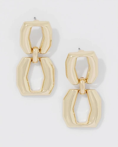 Gold Double Links Drop Earrings