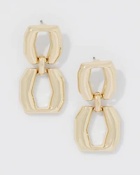 Gold Double Links Drop Earrings