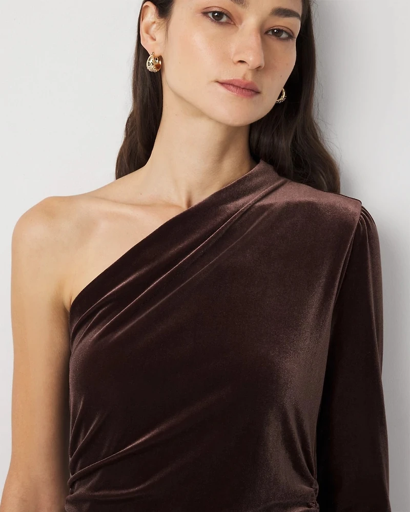 One-Shoulder Velvet Bodycon Dress