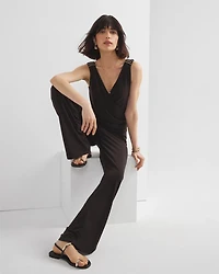Shirred Shoulder Matte Jersey Jumpsuit