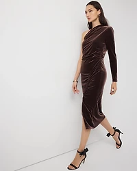 One-Shoulder Velvet Bodycon Dress