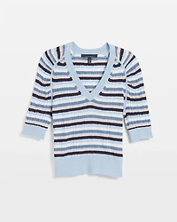 Cashmere-Blend Elbow-Sleeve Shirred Sweater