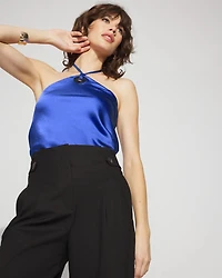 Petite O-Ring Satin Halter Top