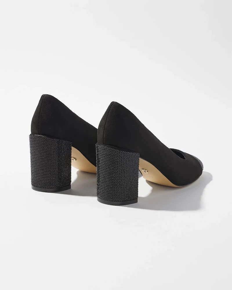Black Crystal Embellished Pumps