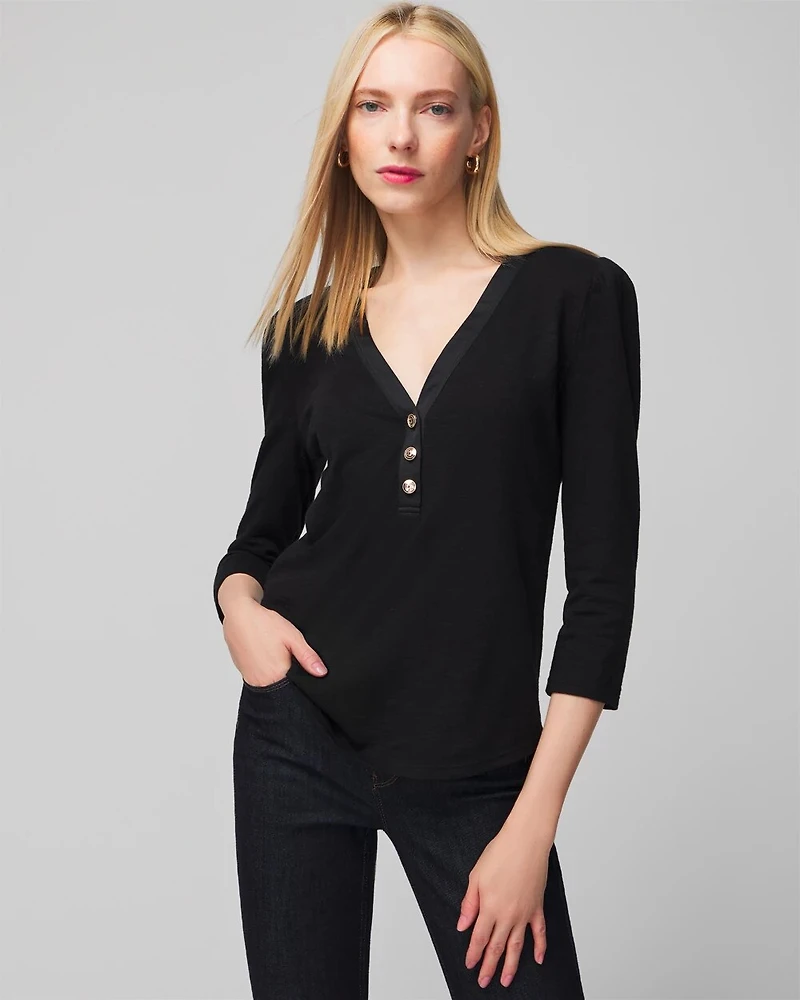 3/4 Sleeve Henley Tee