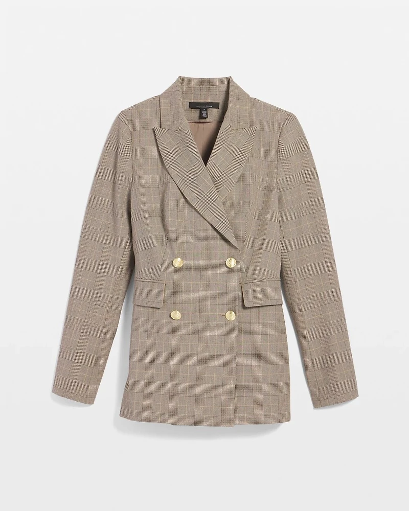 Plaid Double-Breasted Blazer