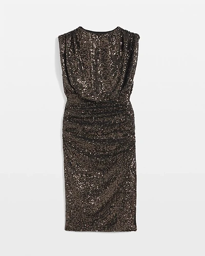 Petite Sequin Ruched Midi Dress