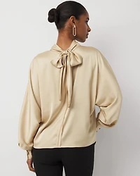 Petite Tie Back Satin Blouse