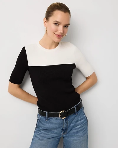Colorblock Elbow Sleeve Pullover