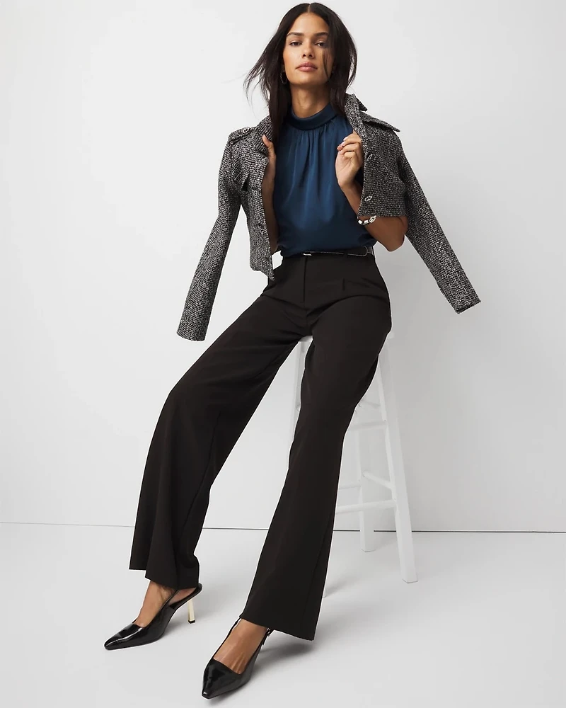 Bow Back Satin Halter Blouse