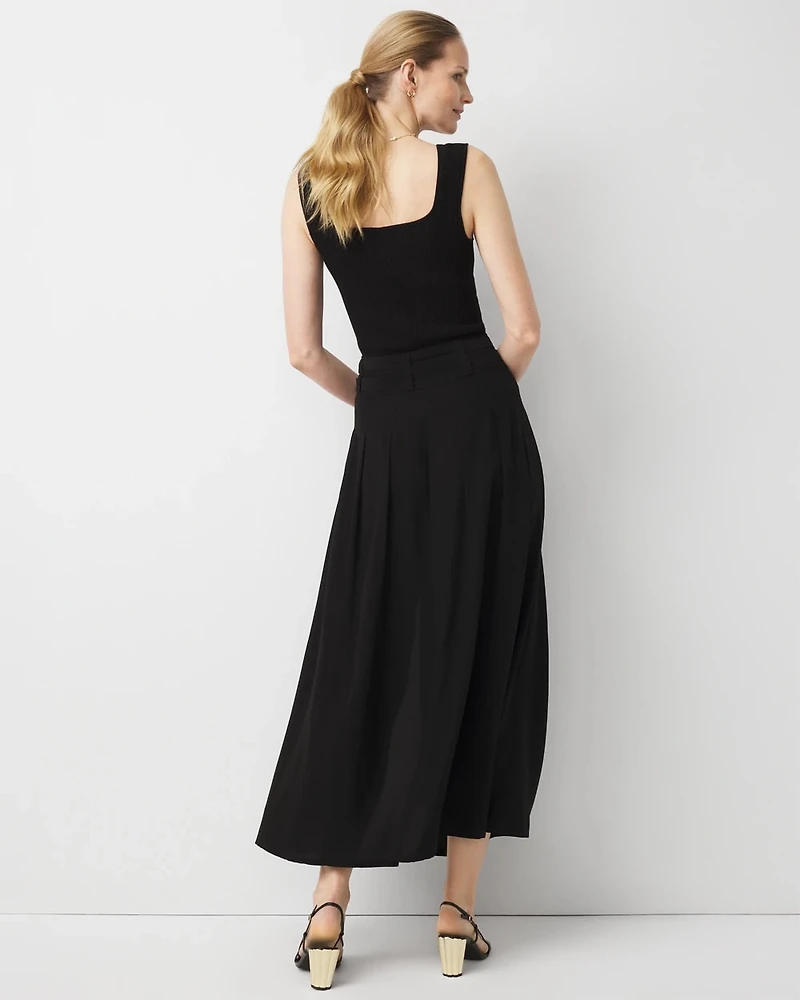 Petite Pleated Crepe Maxi Skirt