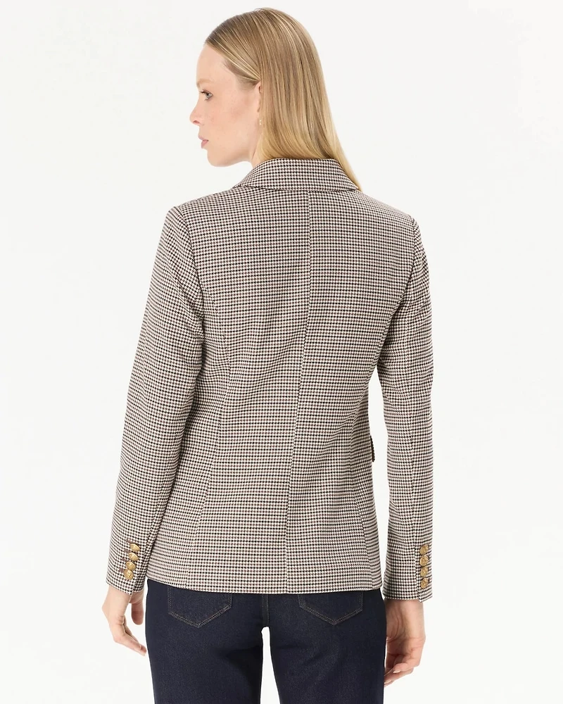 Houndstooth Double-Breasted Blazer