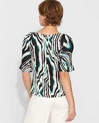 Satin Twist-Shoulder Top