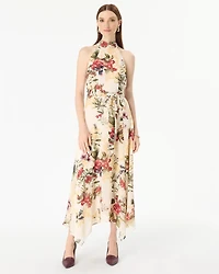 Handkerchief Hem Chiffon Halter Midi Dress