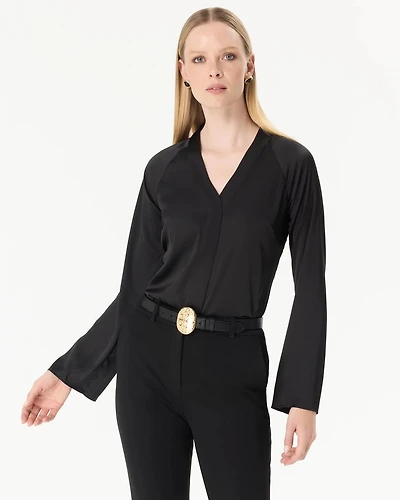 Raglan Sleeve Satin Shirt