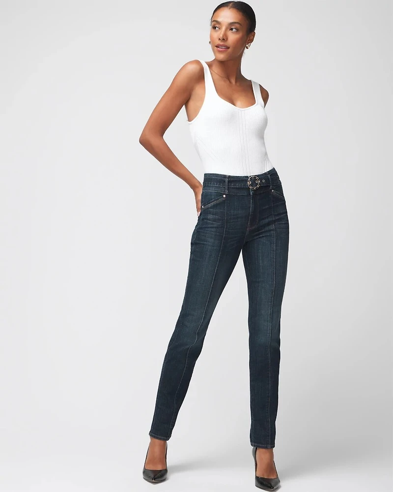 Extra High Rise Everyday Soft Novelty Belt Straight Leg Jeans